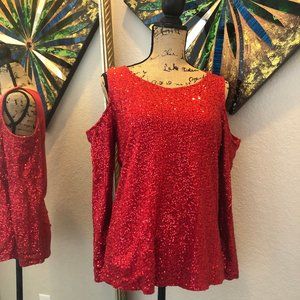 Cold Shoulder Sequin Top